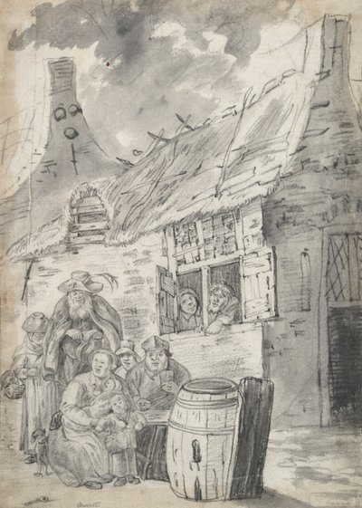 Bauern vor einem Cottage von Unknown