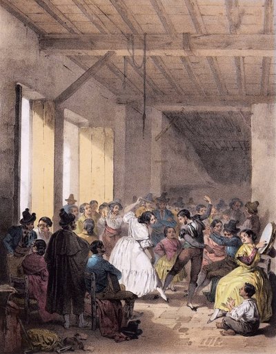 Böhmischer Ball im 19. Jahrhundert - Tanz der Zigeuner im 19. Jahrhundert von Unknown artist