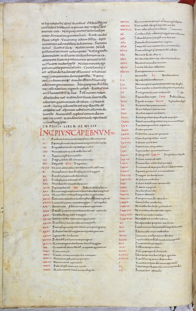 Eine Seite aus der Bibel des 11. Jahrhunderts mit dem Incipit-Kapitel des Buches Numeri von Unknown artist