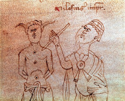 Ein Patient konsultiert einen Miniaturarzt aus dem Manuskript „De surgia“ 13. Jahrhundert Venedig, Biblioteca Marciana von Unknown artist