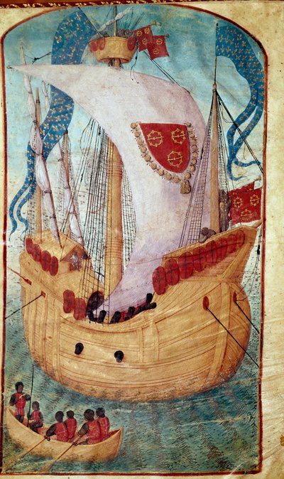 Ein Schiff mit dem Wappen von Louis Malet (1441-1516), Herr von Granville. Miniatur von Olivier de la Marche (1425-1502) von Unknown artist