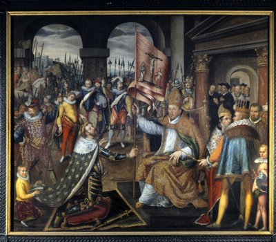 Abschwörung von Heinrich IV. (1553 - 1610) im Jahr 1572 - anonymes Gemälde des 16. Jahrhunderts, Kathedrale von Tournai von Unknown artist