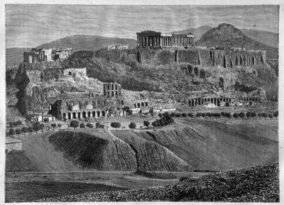 Akropolis von Athen 1881 - Akropolis von Athen im Jahr 1881 - Gravur von Unknown artist