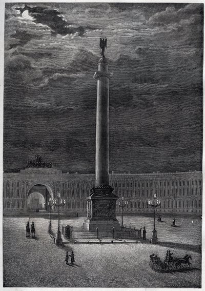 Alexander-Säule in St. Petersburg, Russland - Die Alexander-Säule in Sankt Petersburg - Gravur von 1870 von Unknown artist