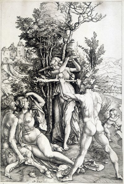 Allegorische Figur der Eifersucht - Gravur 16. Jahrhundert von Unknown artist