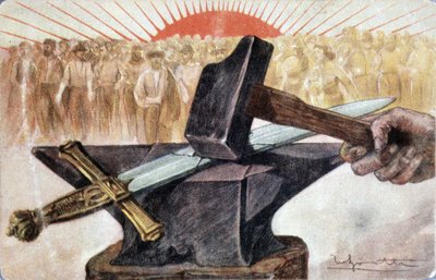 Allegorie des Sozialismus mit Arbeitersymbolen (Amboss und Hammer) von Unknown artist