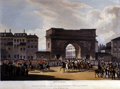 Die Alliierten zogen am 31. März 1814 in Paris ein (Russland Alexander I., der österreichische Kaiser Franz I. und der preußische König Friedrich Wilhelm III.) (1826) von Unknown artist