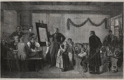 Eine Prüfungssitzung in einer Schweizer Schule - Kupferstich in „La Suisse“ von Jules Gourdault von Unknown artist