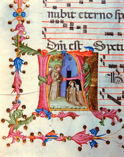 Antiphonar in Note 7, ein Buch, das die Gesänge enthält, die vom Chor während der Messe gesungen werden (Pergament) von Unknown Artist