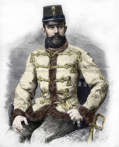 Erzherzog Rudolf von Habsburg (1858-1889), Kronprinz von Österreich. Gravur von 1889 von Unknown artist