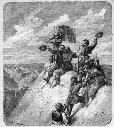 Besteigung des Illimani (6.439 m) durch Charles Wiener und seine Begleiter - Gravur in 