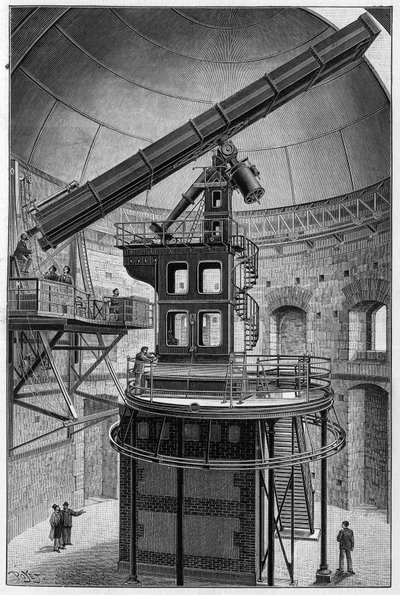Astronomische Gläser von Herrn Janssen, Mitglied des Instituts, Direktor des Observatoriums für Physikalische Astronomie in Meudon. Stich in „La Nature: revue des sciences et de leurs applications aux arts et a l