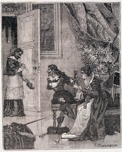 Als Marie de Medicis ihre Sache vortrug, trat der Kardinal ein (Journee des dupes), eine Illustration in „Paris a travers les siecles“ von Kenouillac von Unknown artist