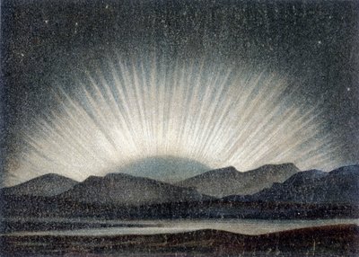Nordlicht vom 6. August 1871, untersucht am Royal Observatory in Edinburgh um Mitternacht, bei Mondaufgang - nach J. Hann „Allgemeine Geologie“ von Unknown artist