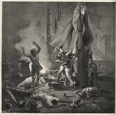 Schlacht am Nil - Schlacht von Aboukir - Tod von Luce und Giocante de Casabianca (Luc-Julien-Joseph Casabianca) von Unknown artist