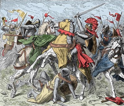 Schlacht an der Elster: Rudolf von Schwaben tödlich verwundet von Unknown artist