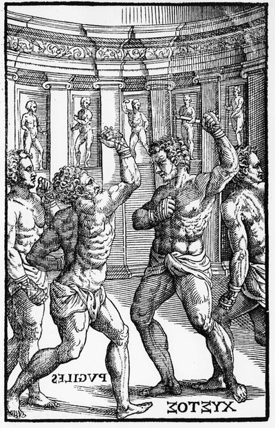 Boxer, Ringer - in „Hieronymi Mercurialis de Arte Gymnastica“, Venedig-Ausgabe von Unknown artist