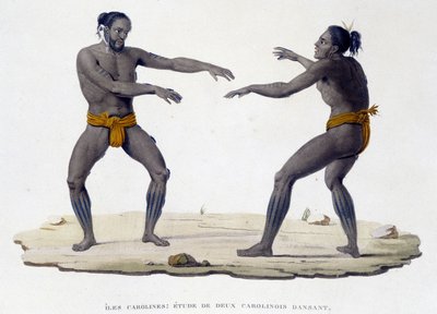 Karolinische Männer tanzen (Karolinische Inseln, Ozeanien) von Unknown artist