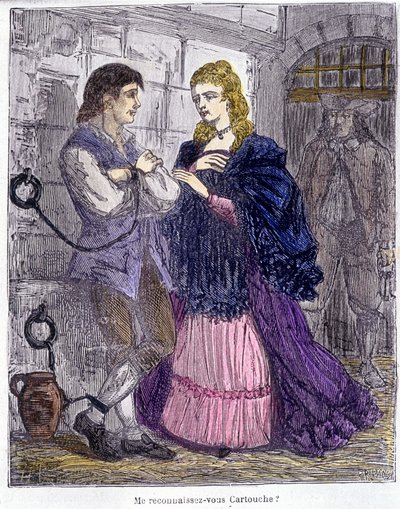 Cartridge von einer Dame im Gefängnis besucht - in „Cartridge, König der Banditen“ von Grandpré von Unknown artist