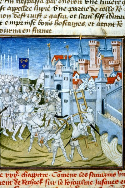 Karl Martell in Poitiers, 732 - Miniatur des 14. Jahrhunderts: Genehmigung der Stadtbibliothek von Toulouse erforderlich von Unknown artist
