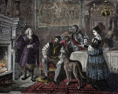 Karl V. bei Fugger - Karl V. (1500-1558) (Karl von Habsburg) empfängt vom Bankier Jakob Fugger genannt der Reiche (1459-1525) in Augsburg (Deutschland) von Unknown artist