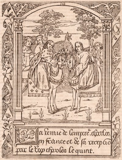 Karl V. empfängt Kaiser Karl IV., Heiligen Römischen Kaiser und König von Böhmen von Unknown