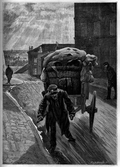 Chifonniers: ein Hund, von Natur aus. Gravur in „Le journal de la jeunesse“ von Unknown artist