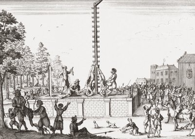 Leichen von Johan und Cornelis de Witt hängen am Galgen. von Unknown artist