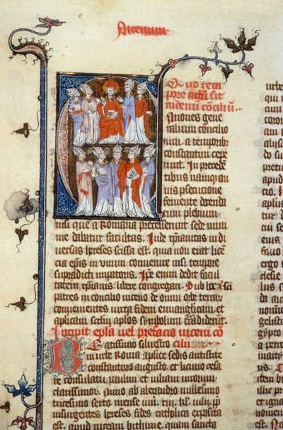 Konzil von Nicäa - Manuskriptillumination (alte lateinische Übersetzung der ersten ökumenischen Konzilien, Isidor zugeschrieben), Mittelalter (Ref. 365, 351r). B. Mr. Toulouse. Antrag auf Genehmigung bei der Stadtbibliothek Toulouse (Tel.: 05 62 27 66 von Unknown artist