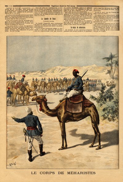 Schaffung eines speziellen Korps von Meharisten für die französische Eroberung des Sudan, um gegen die Tuareg zu kämpfen. Meharis können eine Woche ohne Essen auskommen, im Trab in der Geschwindigkeit eines galoppierenden Pferdes laufen, mehr als 100 Kilom von Unknown artist