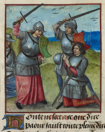 (Detail) von Peur, der kämpft, während Honte zusieht aus 