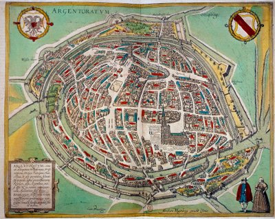 Detaillierte Karte der Stadt Straßburg von Abraham Hogenberg (ca. 1608-1653). Gravur aus dem 17. Jahrhundert, Paris B.N. von Unknown artist
