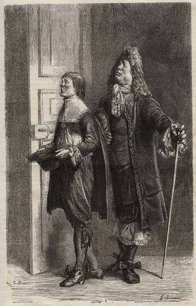 Diafoirus Vater und Sohn - Gravur für „Der eingebildete Kranke“ von Jean Baptiste Poquelin genannt Molière (1622-1673) von Unknown artist