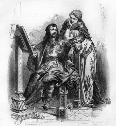 Eginhard (Einhard, Einhart, Einard, 775-840) Historiker der Karolingerzeit mit Emma (Imma) seiner Frau. von Unknown artist