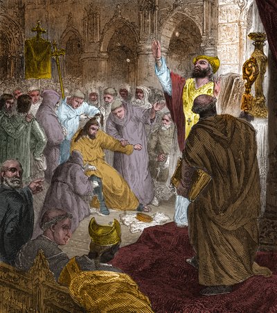 Ende der Merowinger-Dynastie, 751: Absetzung von König Childerich III. (714-754) durch Pippin den Kurzen (714-768). von Unknown artist