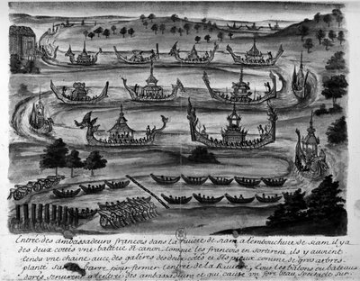 Einzug der französischen Botschafter in den Fluss von Siam - in 
