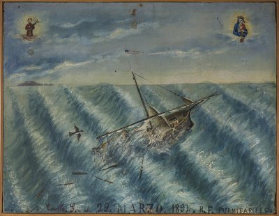 Ex-voto (ex voto) Seemann, beliebtes Angebot als Zeichen der Hingabe und Dankbarkeit des Seemanns, der die Gefahren des Meeres überlebt hat, aus der Kirche von Carmine, Torre del Greco, nahe Neapel, 29.03.1894 Italien von Unknown artist