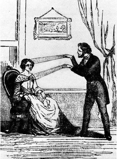 Hypnose-Experiment. Gravur von 1890 von Unknown artist