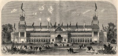 Außenansicht des Palastes des dritten deutschen Nationalschusses in Wien, Österreich. Gravur in „L