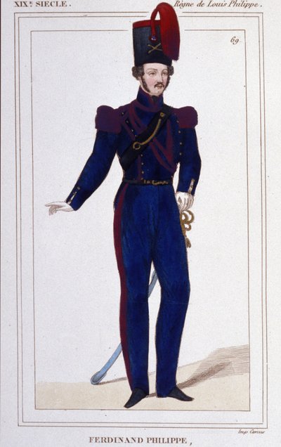 Ferdinand Philippe (Ferdinand-Philippe) Louis, Herzog von Chartres, dann Herzog von Orléans (1810-1842). Französischer Prinz, Sohn von König Louis Philippe I. (Louis-Philippe) von Frankreich. Gravur aus dem Jahr 1850 von Unknown artist