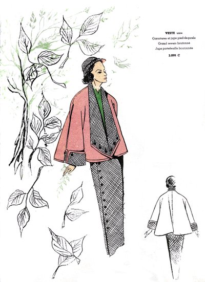 Französische Mode, Design für Hahnentritt-Outfit von Unknown artist