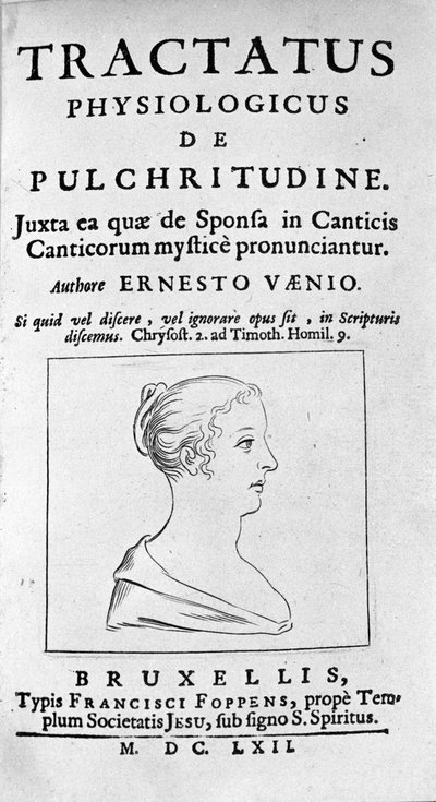 Frontispiz von „Tractatus physiologicus de pulchritudine“ befasst sich mit Ernesto Venio von Unknown artist