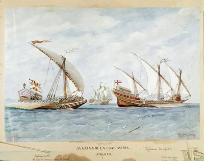 Galeere und Galeone des 15. Jahrhunderts von Unknown artist