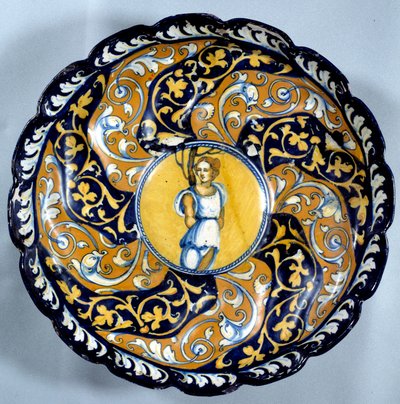 Godronierte Fayence-Schale mit Engelchen-Dekor. 16. Jahrhundert von Unknown artist