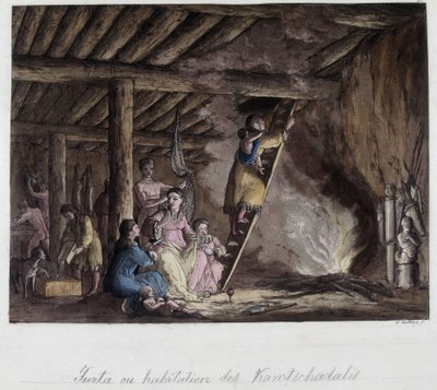 Wohnung der Kamtschadalen, Sibirien. In „Das alte und moderne Kostüm“ von Unknown artist