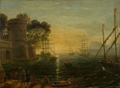 Hafen bei Sonnenuntergang von Unknown Artist