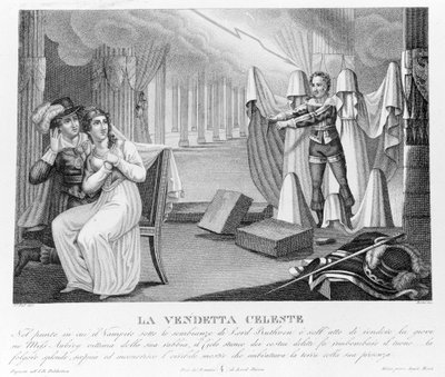 Himmlische Rache - nach dem neuen „The Vampire“, zuerst Lord Byron (1788-1824), englischer Dichter, zugeschrieben, dann seinem Sekretär Polidori. 1816. von Unknown artist