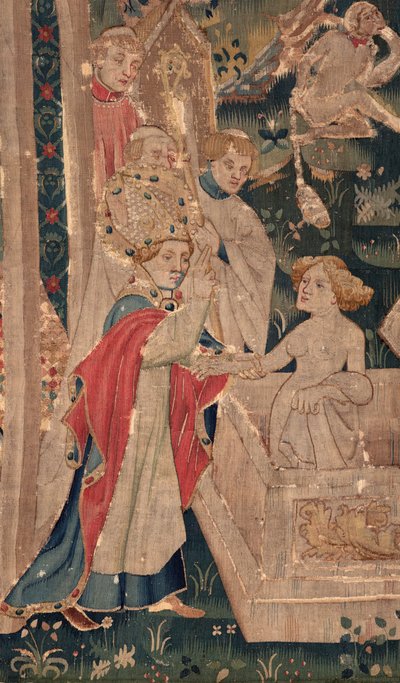 Geschichte von Saint Piat und Saint Eleuthère, Szene 12: Die Auferstehung der Tochter des Tribuns (Detail) von Unknown artist