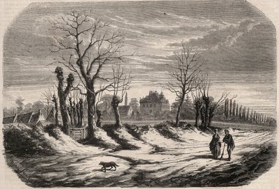 Haus von George Sand (1804-1876) (Aurore Dupin), Baronin Dudevant in Nohant Vic (Nohant-Vic) im Indre (36). Gravur in „Le Monde illustrious“ von 1857. Private Sammlung. von Unknown artist