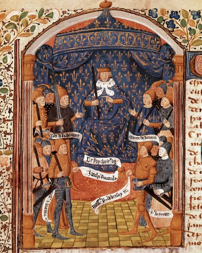 Hundertjähriger Krieg: „König Karl VII. umgeben von hohen Würdenträgern und Jeanne d